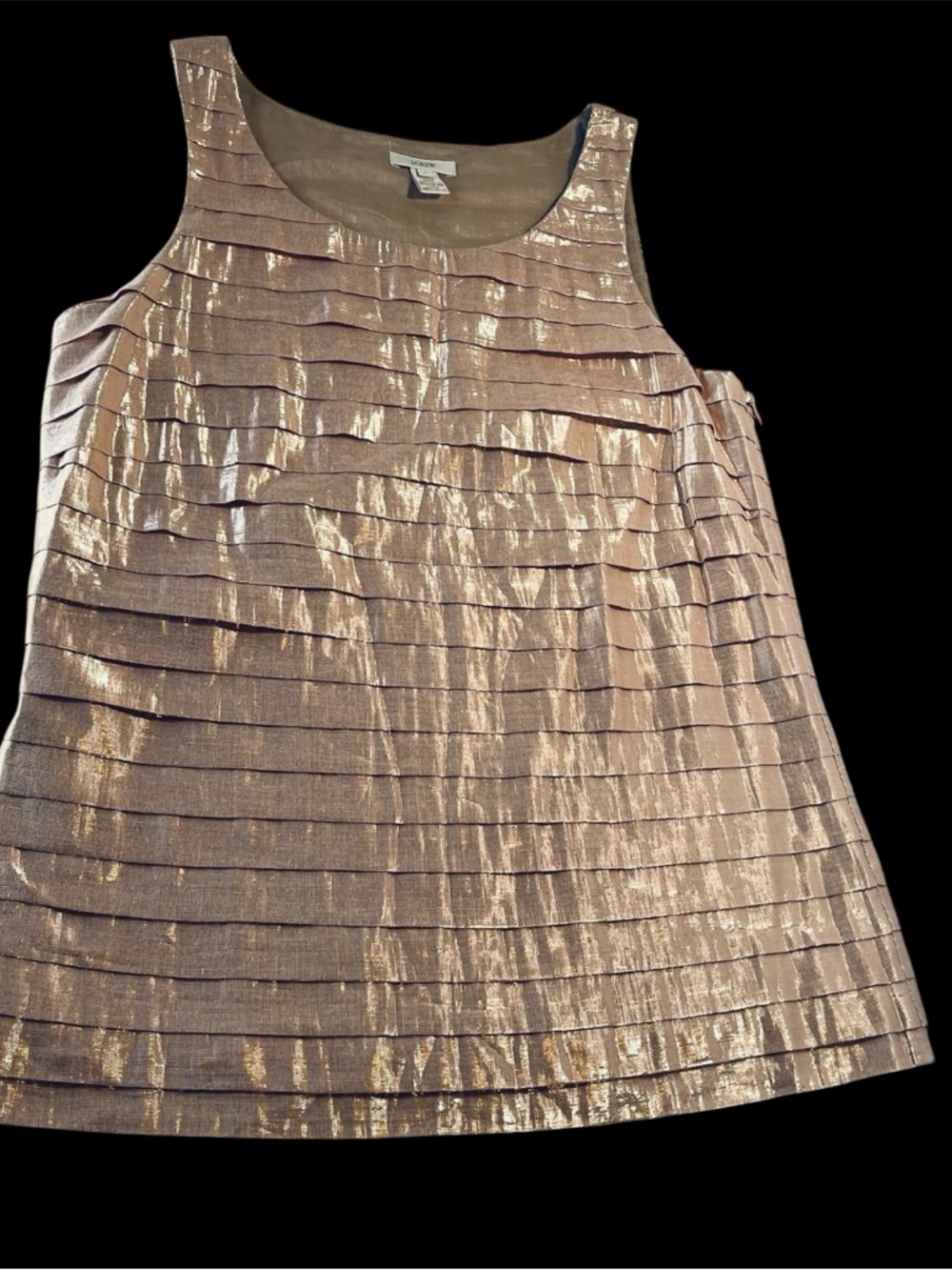 J.Crew Rare Metallic Rose Gold Tiered Tank - Size Large - EUC - Picture 3 of 9